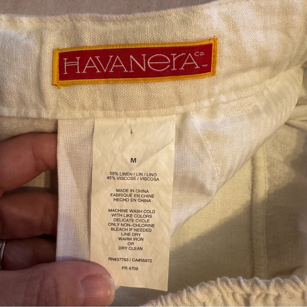 Casual white linen blend Drawstring Trousers - Picture 4 of 7